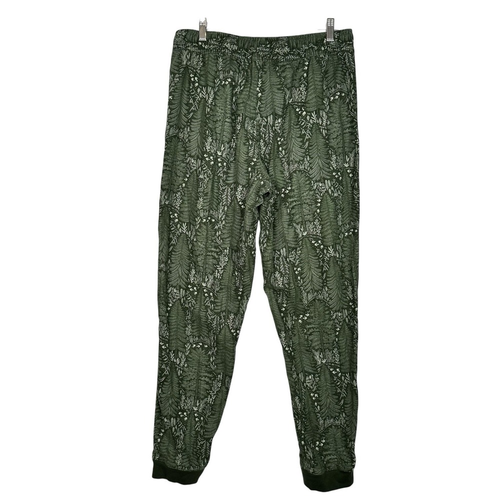 Garnet Hill Organic Pima Cotton Jogger Pants Womens M Green Forest Print